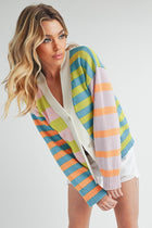 Bright Stripes Button Cardigan