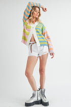 Bright Stripes Button Cardigan