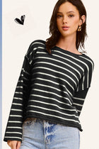 Soft Striped Sweater - Black