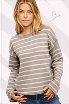 Soft Striped Sweater - Grey