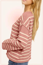 Soft Striped Sweater - Rose