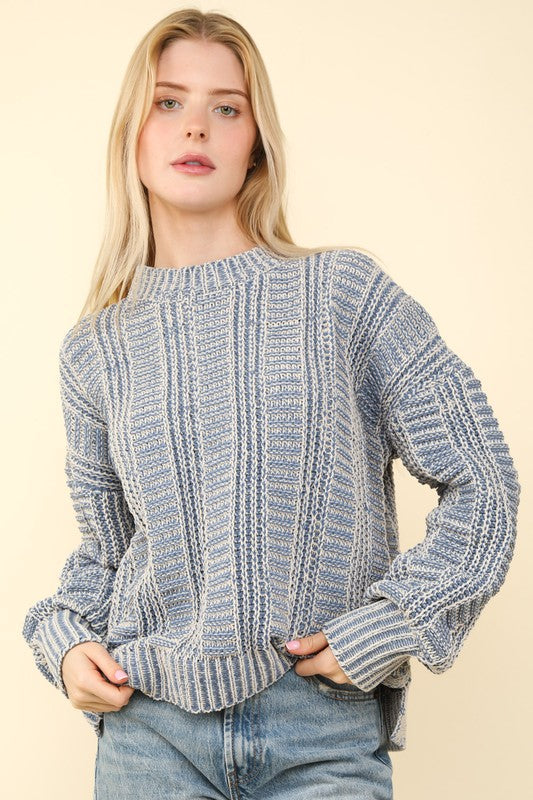 Two Tone Sweater - Denim