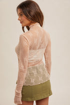 Mock Neck Lace Top - Blush Pink