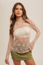 Mock Neck Lace Top - Blush Pink