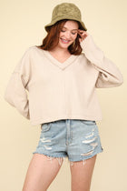 Super-soft V-neck Pullover - Ecru