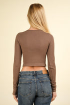 Fitted Crop Henley - Mocha