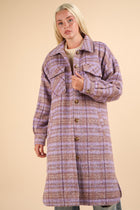 Plaid Button Front Long Coat