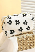 Flower Print Corduroy Cosmetic Bag