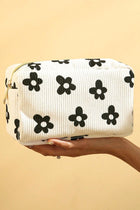 Flower Print Corduroy Cosmetic Bag