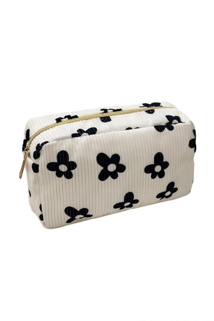 Flower Print Corduroy Cosmetic Bag