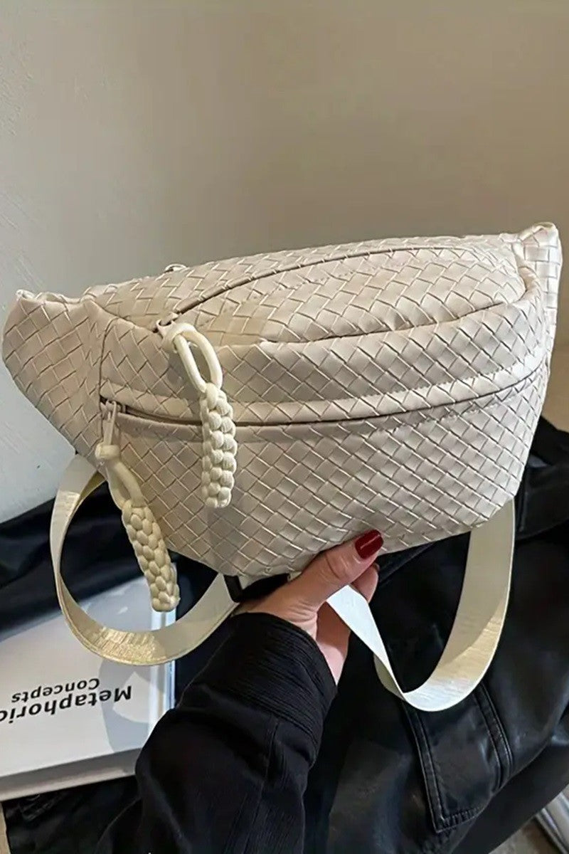 Woven Crossbody Bum Bag - Off White