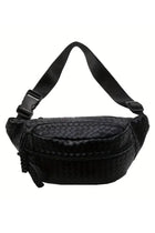 Woven Crossbody Bum Bag - Black