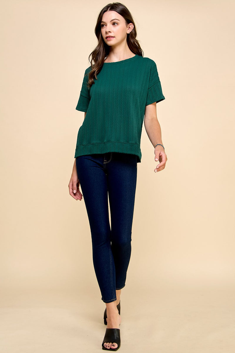 Textured Knit Top - Hunter Green