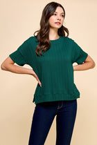 Textured Knit Top - Hunter Green