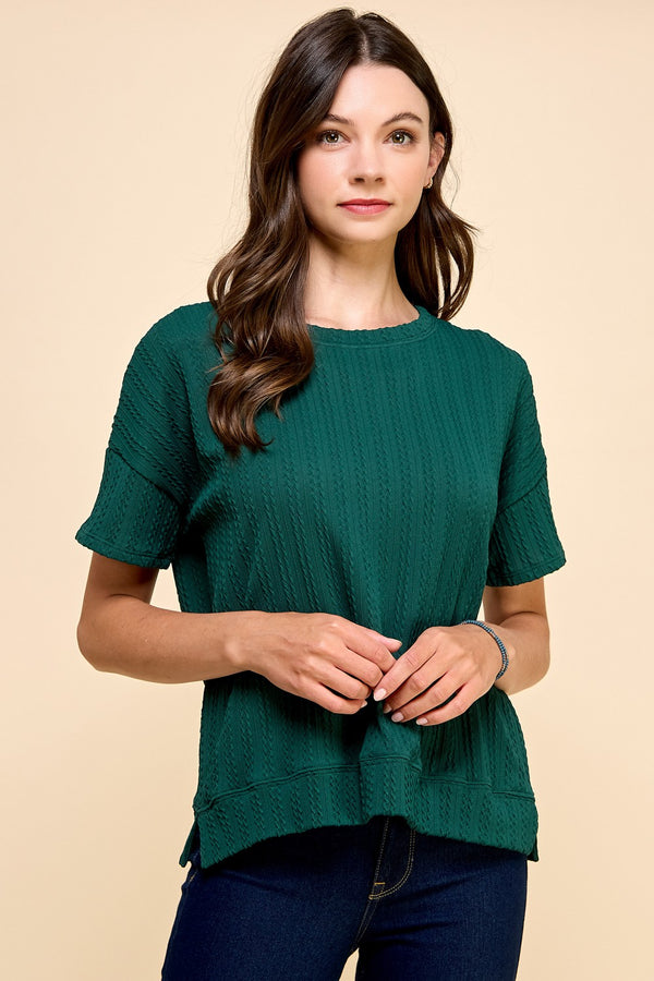 Textured Knit Top - Hunter Green