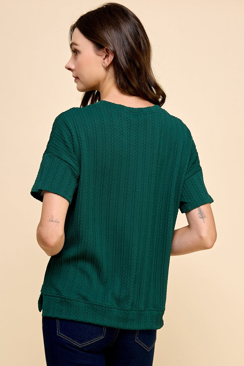 Textured Knit Top - Hunter Green