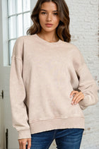 Acid Wash Fleece Pullover - Ash Mocha