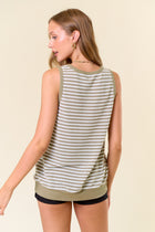 Textured Stripe Knit Tank - Light Moss