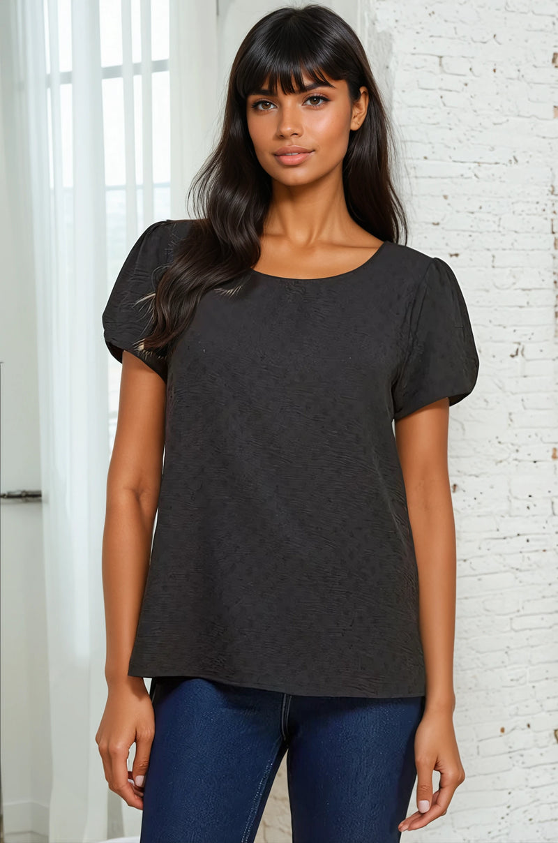 Solid Detail Sleeve Top