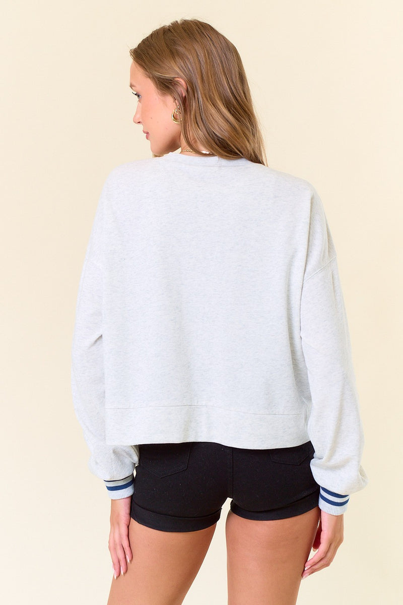 Weekend Chenille Patch Sweatshirt - Light Heather Grey