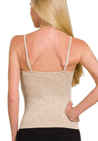 Stone Washed Seamless Tank - Ash Mocha