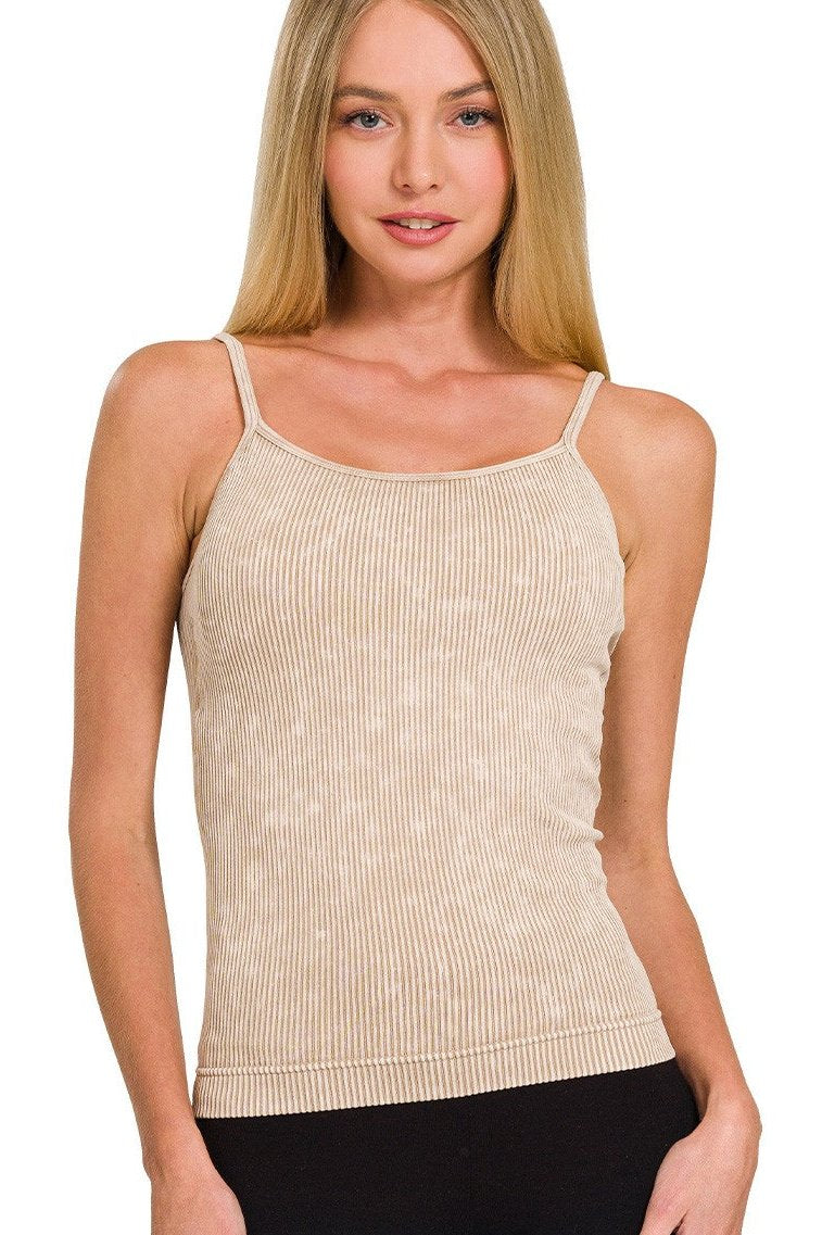 Stone Washed Seamless Tank - Ash Mocha