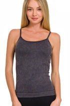 Stone Washed Seamless Tank - Black