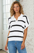 Striped Polo Sweater Top