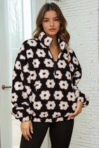 Daisy Print Sherpa Quarter Zip