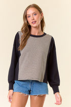 Striped Long Puff Sleeve Top