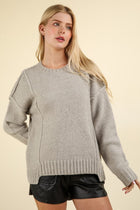 Asymmetric Solid Sweater - Grey