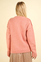 Asymmetric Solid Sweater - Pink