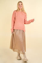 Asymmetric Solid Sweater - Pink