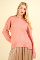 Asymmetric Solid Sweater - Pink