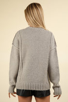 Asymmetric Solid Sweater - Grey