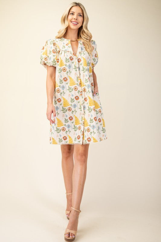 Floral Print Button Down Dress