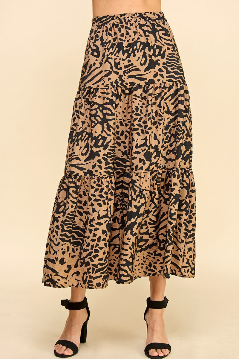 Abstract Print Layered Skirt