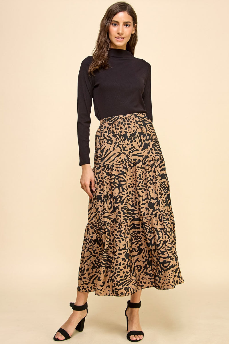 Abstract Print Layered Skirt