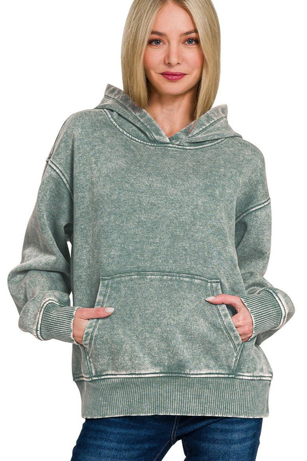 Acid Wash Kangaroo Pocket Hoodie