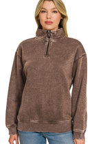 Full Length Acid Wash Pullover - Chocolate