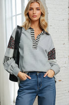 Collared Patchwork Sweatshirt