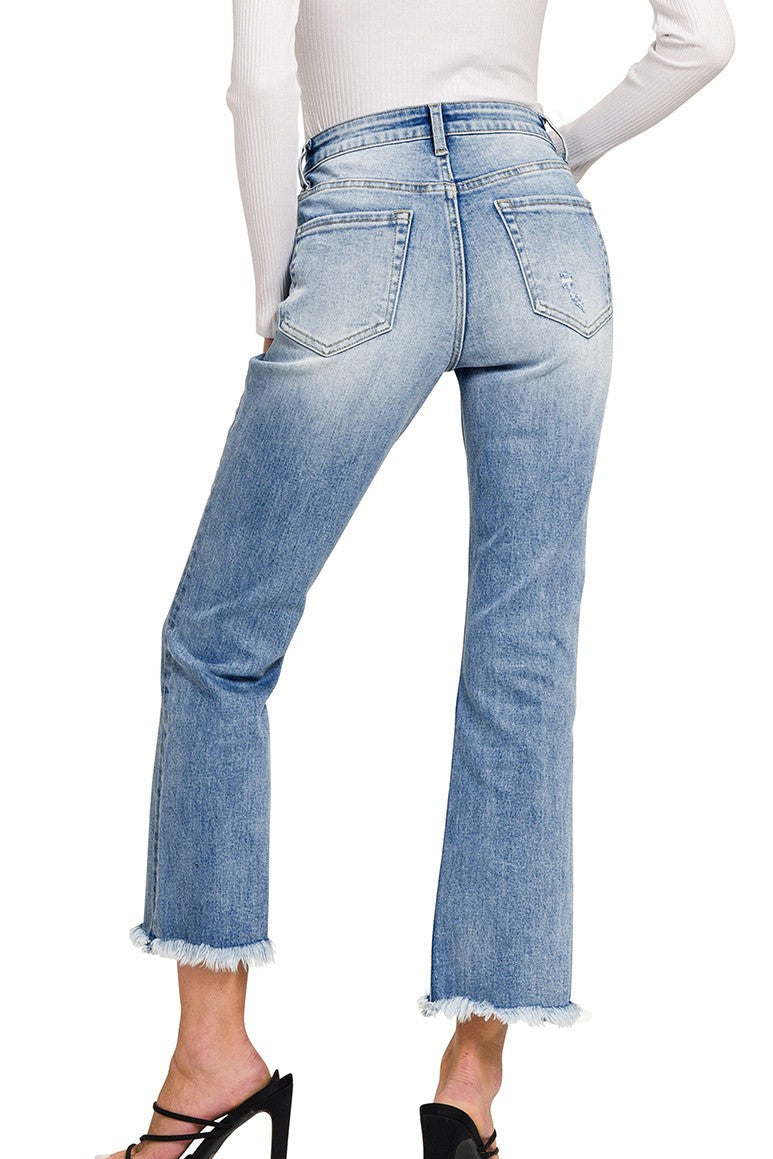 Lydia Raw Hem Straight Leg Jeans