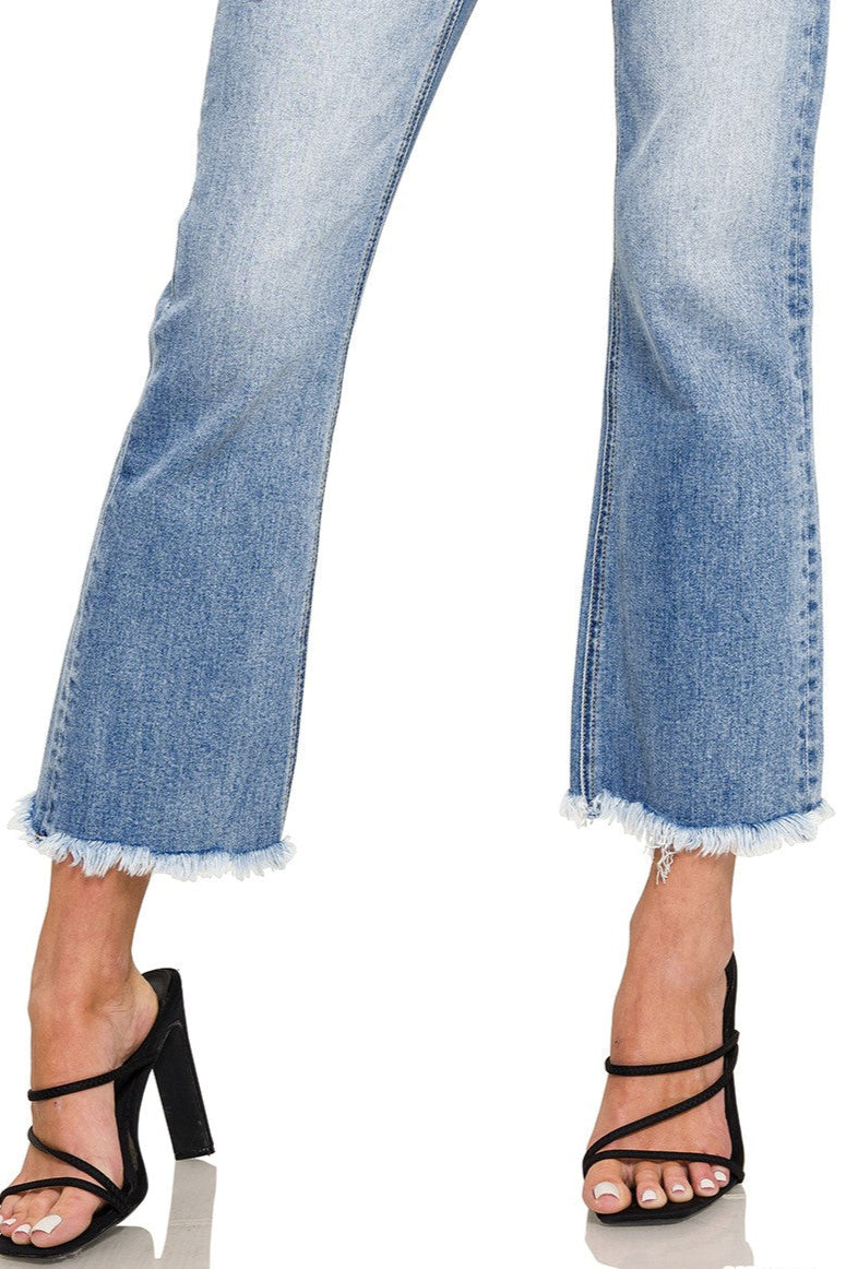 Lydia Raw Hem Straight Leg Jeans