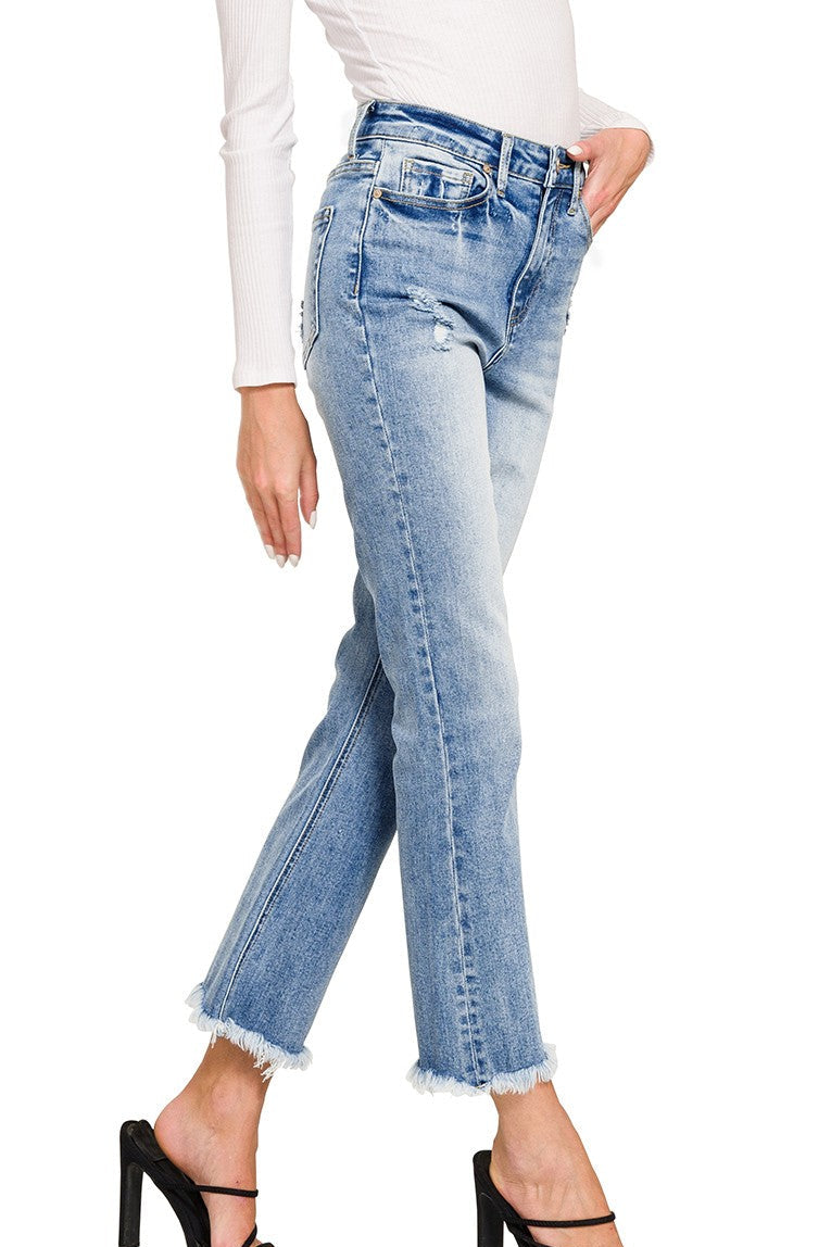 Lydia Raw Hem Straight Leg Jeans