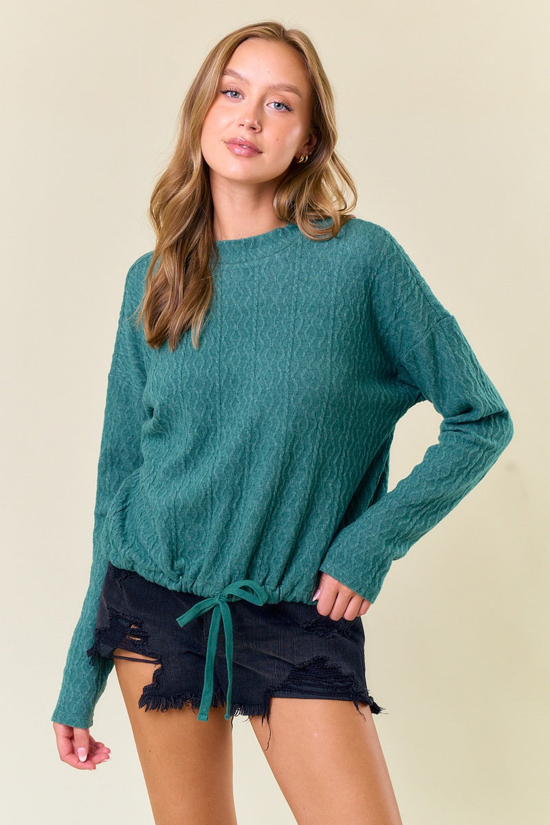 Knit Drawstring Hem Top