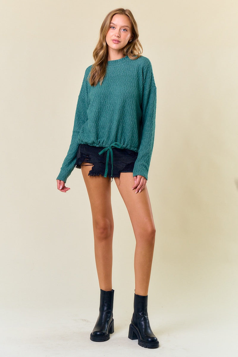 Knit Drawstring Hem Top