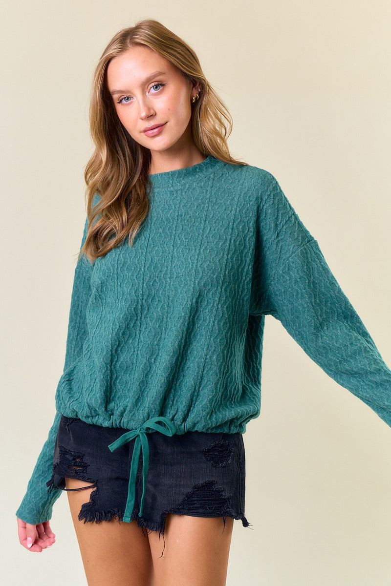 Knit Drawstring Hem Top