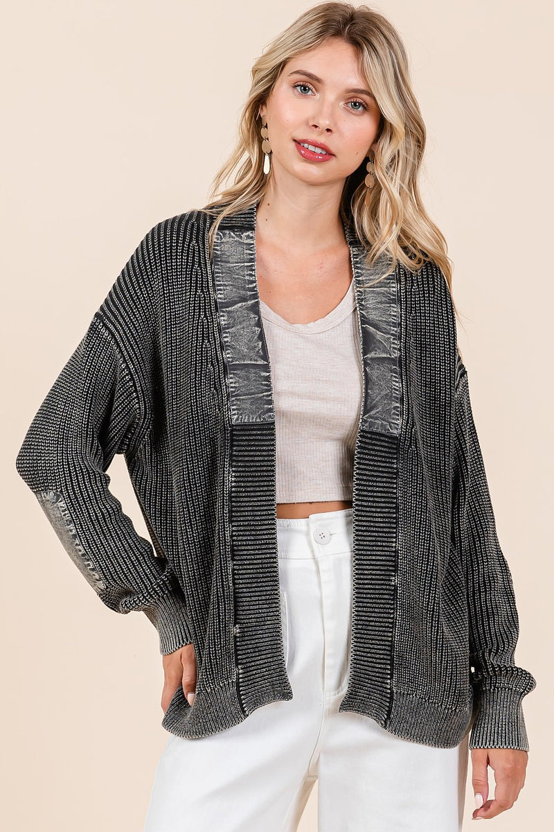 Mineral Wash Rib Knit Cardigan