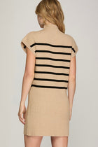 Mock Neck Striped Sweater Dress