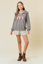 Sequin Merry Patch Half-Zip Sweatshirt